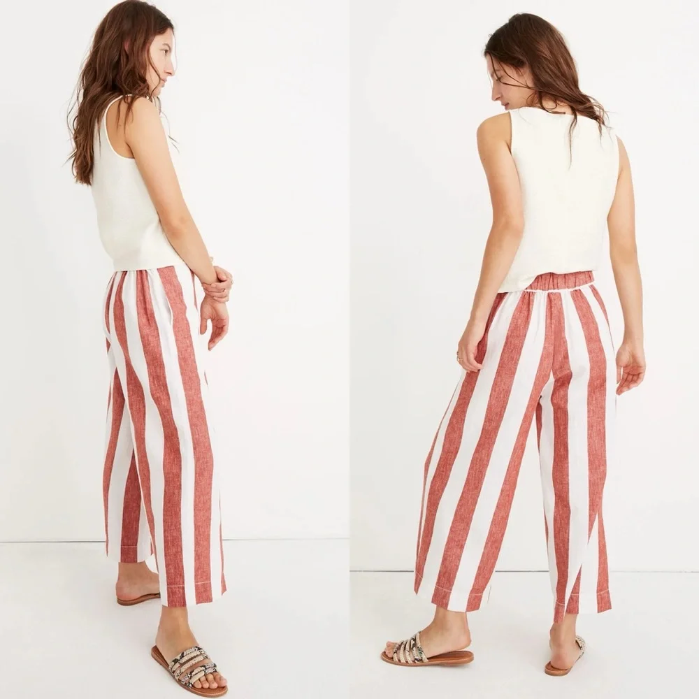 Madewell Huston Pull-On Crop Pants in Bold Stripe, EUC - Picture 4 of 12